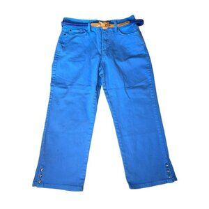 NYDJ Blue Ariel Crop Pants Women Size 4 with Talbot Belt